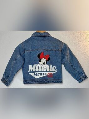 Disney Blue Denim Minnie Mouse Jean Jacket with Red Bow